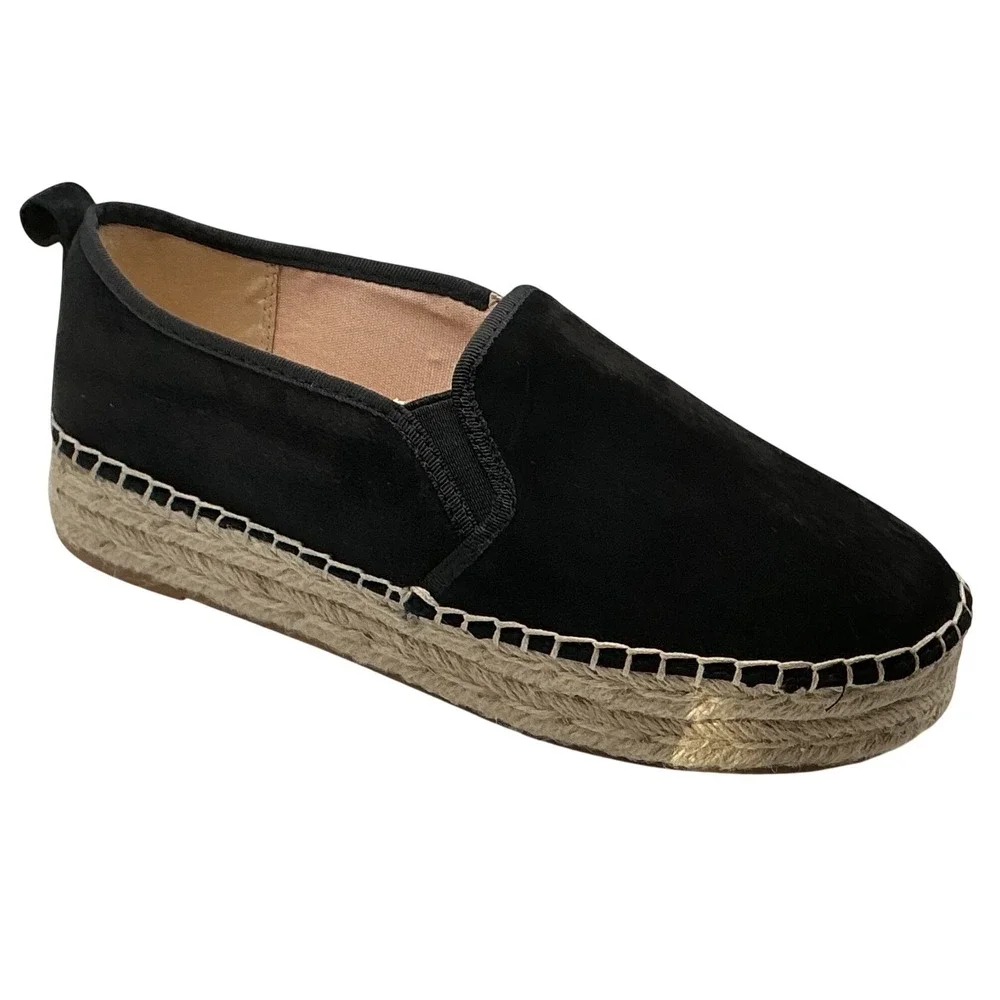 Sam Edelman Carrin Black Suede Platform Espadrille Slip‎ On Loafer Shoes  7M